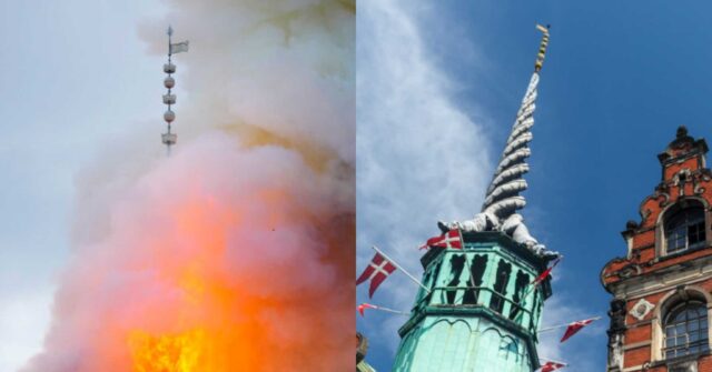 Spire Collapses as One of Copenhagen's Oldest Buildings Burns