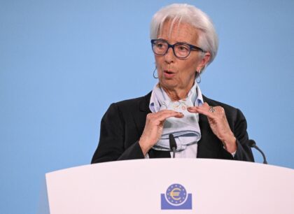 Christine Lagarde, president of the European Central Bank, pictured at a press conference