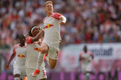 Dani Olmo (R) has been a key performer for RB Leipzig when fit this season
