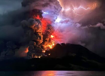 This handout photograph taken and released by the Center for Volcanology and Geological Ha