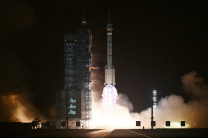 A Long March-2F carrier rocket, carrying the Shenzhou-18 spacecraft and a crew of three as