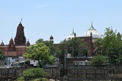 The Shahi Idgah mosque (R) and the Krishna Janmabhoomi Hindu temple in Mathura, a microcos
