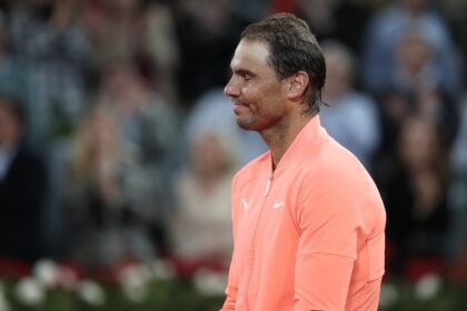 Spain's Rafael Nadal reacts after losing against Jiri Lehecka at the 2024 Madrid Open