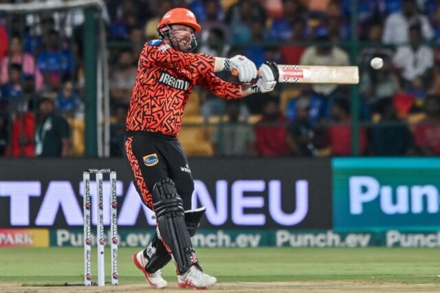 Travis Head on his way to a 41-ball 102 as Sunrisers Hyderabad posted an IPL record 287-3
