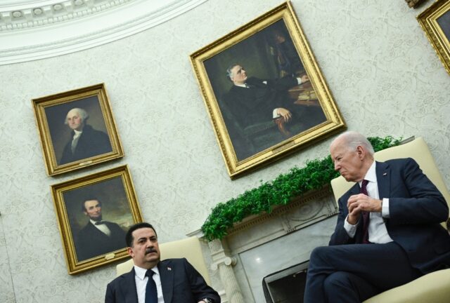 US President Joe Biden meets with the Prime Minister of Iraq Mohammed Shia al-Sudani in th