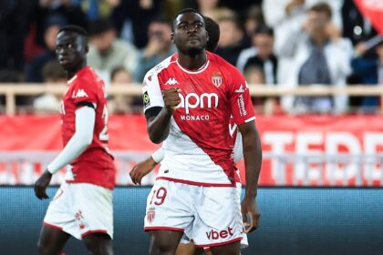 Youssouf Fofana celebrates after scoring Monaco's winning goal against Lille