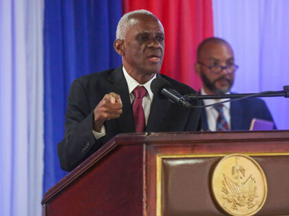 Edgard Leblanc Fils speaks after the transitional council named him president of the counc
