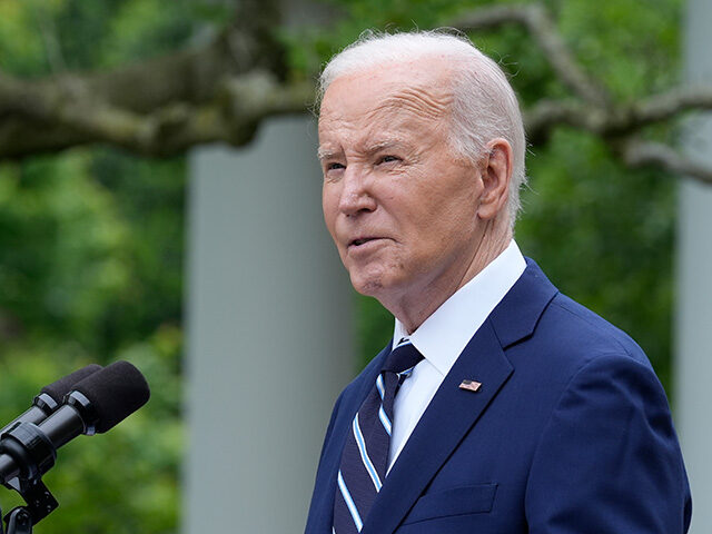 President Joe Biden speaks in the Rose Garden of the White House in Washington, Tuesday, M