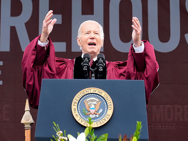 President Joe Biden speaks to graduating students at the Morehouse College commencement Su