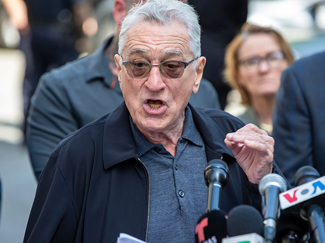 Actor Robert De Niro campaigns for President Joe Biden outside former President Donald Tru