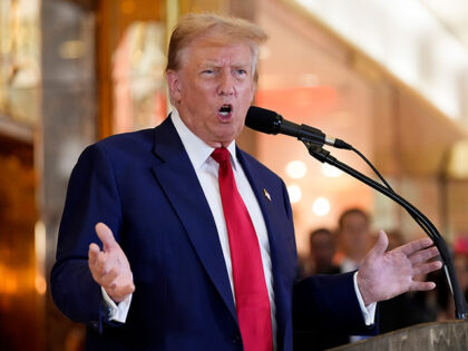 Former President Donald Trump speaks during a news conference at Trump Tower, Friday, May