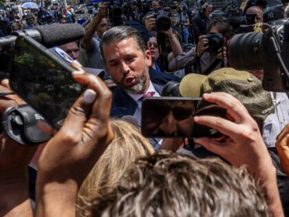 Donald Trump Jr. speaks outside Manhattan criminal court, Tuesday, May 21, 2024, in New Yo
