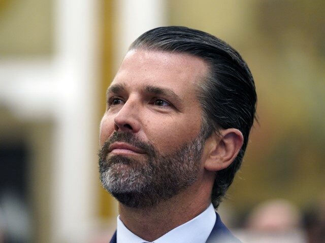 Donald Trump Jr. sits in a New York Courtroom on November 1, 2023, in New York City. Trump