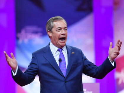 Former UK Independence Party leader and Brexit spearhead Nigel Farage speaks during the an