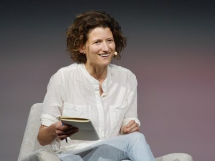 SAN FRANCISCO, CALIFORNIA - SEPTEMBER 25: Nellie Bowles speaks onstage during the Dropbox