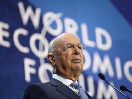 Founder and executive chairman of the World Economic Forum Klaus Schwab delivers a speech