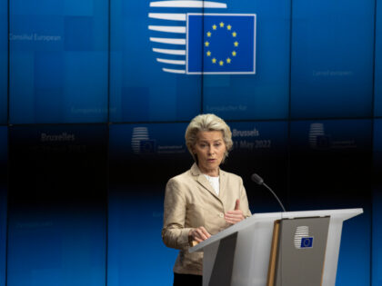 Ursula von der Leyen President of the European Commission held a press conference with Cha