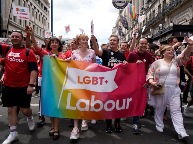 Britain's main opposition Labour Party chair Anneliese Dodds (2nd L), Labour Party deputy