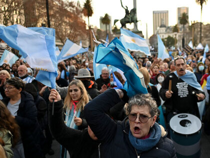 Opponents of the government of Argentina's President Alberto Fernandez hold a protest