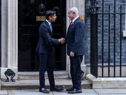 Rishi Sunak, Prime Minister of the United Kingdom, welcomes Benjamin Netanyahu, Prime Mini