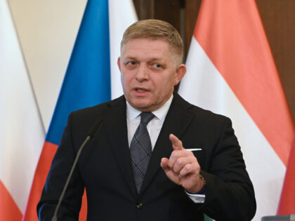 PRAGUE, CZECH REPUBLIC - 2024/02/27: Slovak prime minister, Robert Fico speaks during a jo