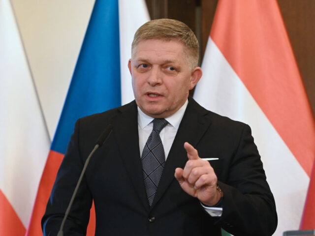 PRAGUE, CZECH REPUBLIC - 2024/02/27: Slovak prime minister, Robert Fico speaks during a jo