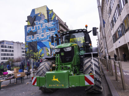 BRUSSELS, BELGIUM - MARCH 26: Farmers took to the streets of Brussels in protest as the su