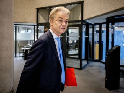 Geert Wilders (PVV) arrives to take part in a meeting as part of discussions with informan