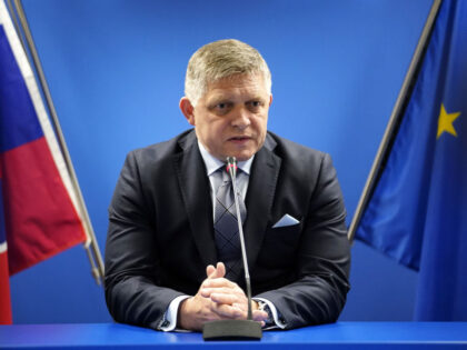 BRUSSELS, BELGIUM - APRIL 18: Prime Minister of Slovakia Robert Fico attends a press conf