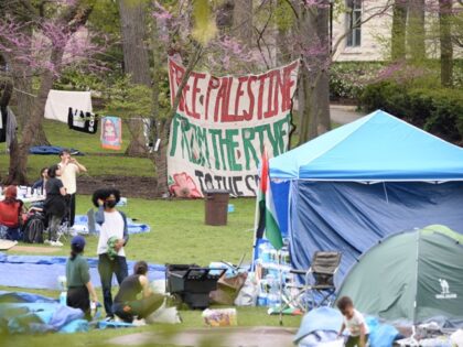 EVANSTON, ILLINOIS, UNITED STATES - APRIL 27: Students and residents camp outside Northwes
