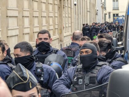 PARIS, FRANCE - MAY 03: Police officers intervene against students organizing a demonstrat