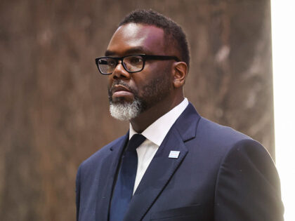 Chicago Mayor Brandon Johnson presides over a Chicago City Council meeting at City Hall on