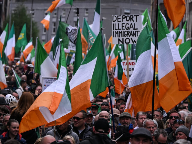 DUBLIN, IRELAND - MAY 6: Thousands of Irish protesters gathered in Dublin city center for