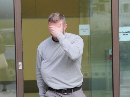 Matthew Trickett leaving Westminster Magistrates' Court, central London, where three