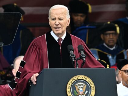 ATLANTA, GEORGIA - MAY 19: U.S. President Joe Biden speaks onstage during the 2024 140th M