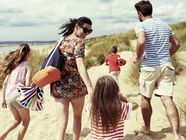 Happy family at the beach