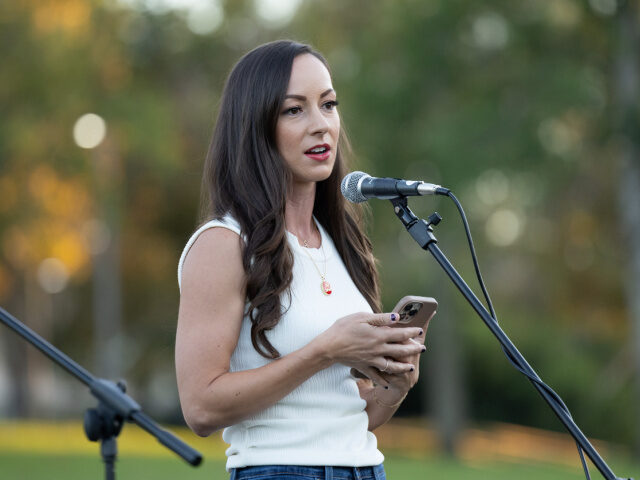 SIMI VALLEY, CA - SEPTEMBER 26: Jessica Tapia of "Our Watch," speaks at the Cali