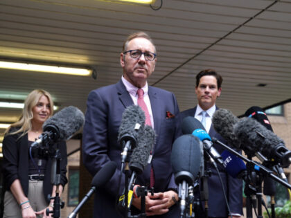 Actor Kevin Spacey speaks to the media outside Southwark Crown Court, London, after he was