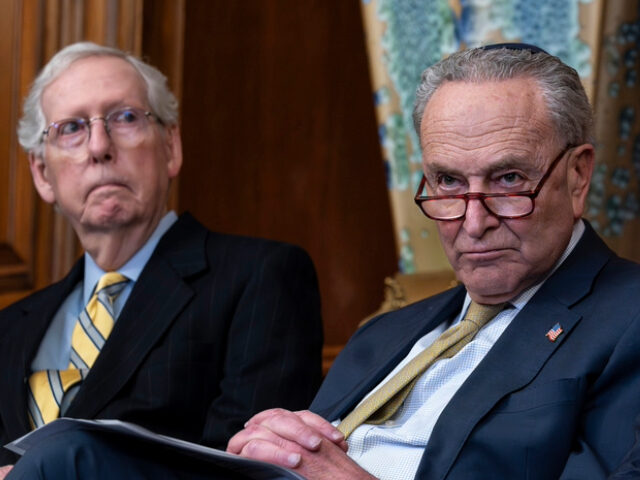 From left, Senate Minority Leader Mitch McConnell, R-Ky., Senate Majority Leader Chuck Sch