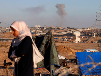 Smoke rises following an Israeli airstrike on buildings near the …