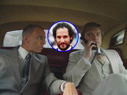 Jeremy Strong (left) and Sebastian Stan in 'The Apprentice.' Cannes Film Festiva