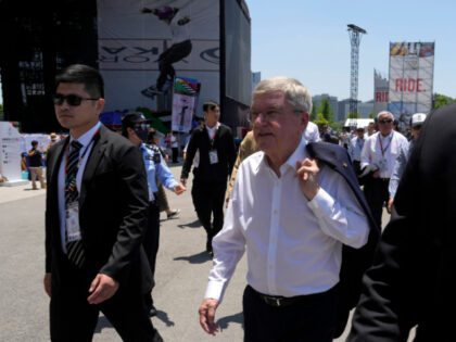 Thomas Bach, IOC President, visits the venue for the 2024 Olympic Qualifier Series held in
