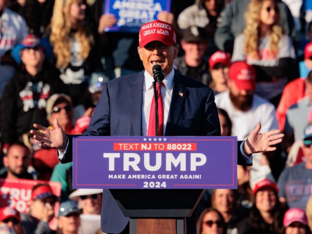 Former US President Donald Trump during a campaign event at Wildwood Beach in Wildwood, Ne