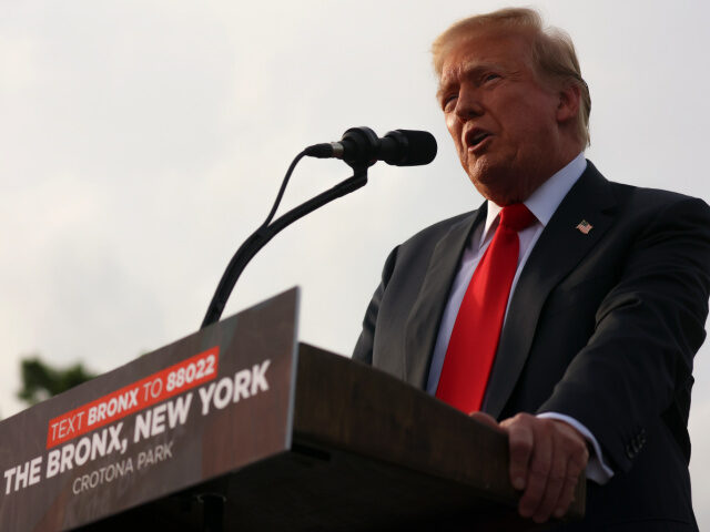Former President Donald Trump speaks at a rally, Thursday, May 23, 2024, in the Bronx boro