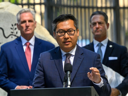 Santa Ana, CA - June 16: California State Assemblyman Vince Fong (Bakersfield) during a pr