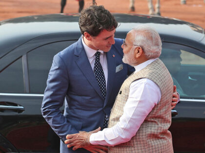 Indian Prime Minister Narendra Modi welcomes his Canadian counterpart Justin Trudeau for a