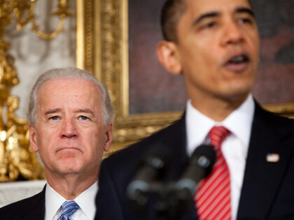 Vice President Joe Biden listens as President Barack Obama speaks in the White House on De