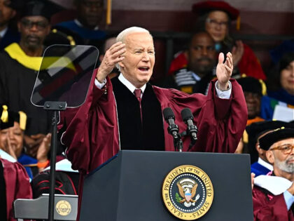 U.S. President Joe Biden speaks onstage during the 2024 140th Morehouse College Commenceme
