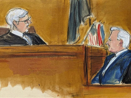 Judge Juan Merchan, left, castigates witness Robert Costello about his "decorum" in the co