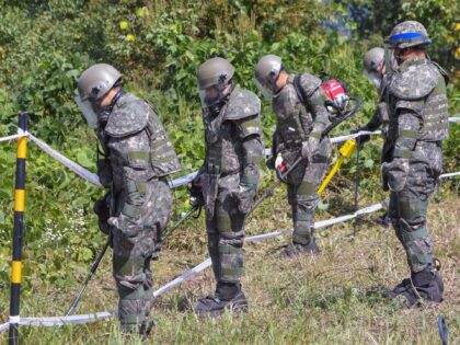 CHEORWON-GUN, SOUTH KOREA - OCTOBER 02: South Korean soldiers remove landmines inside of t